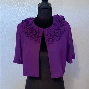 Danny & Nicole Purple Ruffled Collar Cropped Jacket
